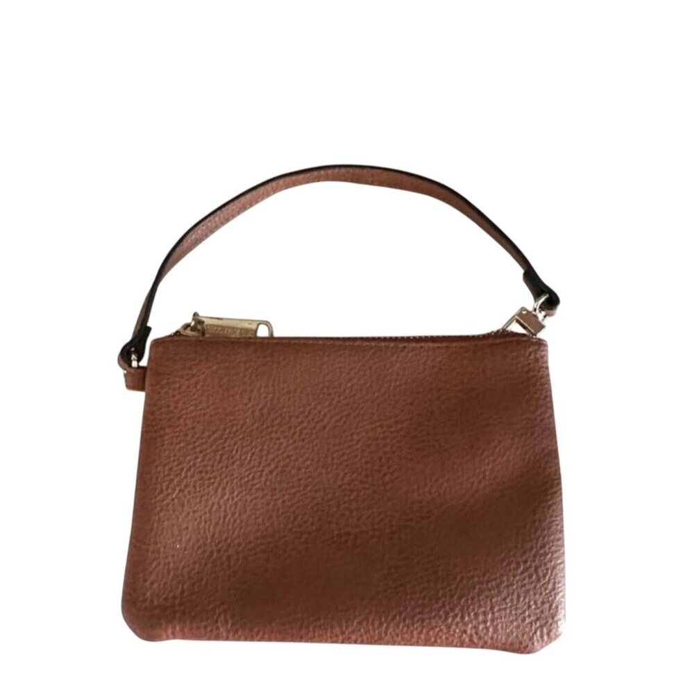 Steve Madden Brown Textured Faux Leather Handbag With Zip Closure